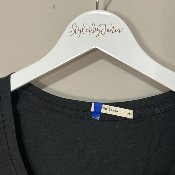 MARINE LAYER Women’s Supima Cotton Modal Black Scoop neck T-shirt Sz M NEW - Picture 5 of 10